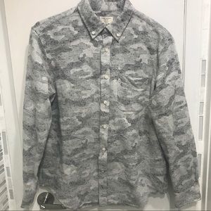 Club Monaco Men's Gray Slim Camo Donegal Shirt